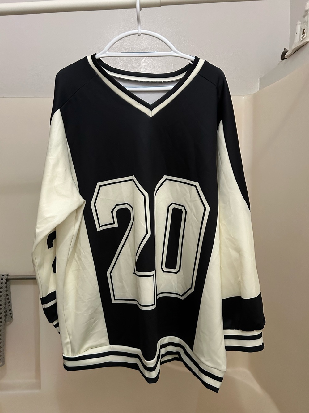 Black & White Hockey Jersey with Number 20